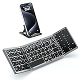 MoKo AZERTY Clavier Bluetooth Pliable, Portable Clavier sans Fil avec Pavé Tactile et Pavé Numérique, Mini Clavier Rechargeable Portatif pour Windows iOS Android Tablette/Smartphone/PC, Disposition FR