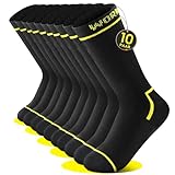 FALARY 10 Paires WORK Chaussettes Homme 47-50 Coton Noir Randonnée Socks Fonctionnelles Chaussette de Sport Homme Salopette Cadeau Anniversaire Homme Chaussettes et Articles de Bonneterie Pour Hommes