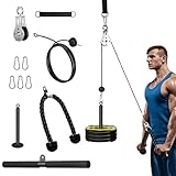 FASPUP Poulie Musculation, Fitness Musculation Poulie Tirage, Entraînement des Bras LAT pulldown Machine Équipement Kit Barre Droite et Corde Triceps pour Biceps Curl, Extensions de Triceps