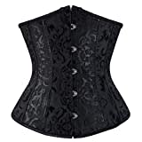 SxyBox Corset Femme Underbust Steampunk Gothique Lacet Ceinture Bustier pour Halloween et Carnaval,Noir,S