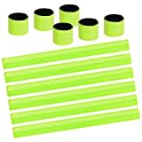 URAQT Brassard Réfléchissant Brassard de Sécurité, 12 pcs(Vert) équipement de Course Réfléchissant, Haute Visibilité PVC Brassard Réfléchissant pour Faire du Vélo Courir ou Faire du Jogging Cheville