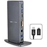 Station d'accueil Universelle WAVLINK USB 3.0/USB C avec Deux Sorties vidéo (HDMI et HDMI, DVI ou VGA) pour Ordinateur Portable/PC ou Mac (Gigabit Ethernet et 6 Ports USB 3.0) Aluminium Dual 1080P