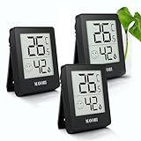 MAVORI® 3 Pcs Thermomètres Et Instruments Météorologiques Intérieur | Thermomètre Numérique De Précision | Outil De Mesure Pour La Maison | Hygrometer Thermometre Interieur Design (Noir)