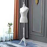 Loywe Mannequin de Couture Buste de Femme réglable en Hauteur avec trépied en Bois Taille 36/38 Blanc LW1016W