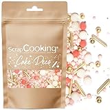 ScrapCooking - Décors Sucrés Rods Rose & Or 70g - Sprinkles Pâtisserie Roses & Dorés Comestibles - Perles en Sucre Décoration Desserts, Gâteaux, Biscuits, Cupcakes, Anniversaire - 7452