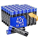 Piles AA alcalines, Perfomant, Lot de 42, 1.5Volt LR6, [Version Upgrade] Piles Jetables pour Jouet, Réveil, Télécommande Portable et d'autres Dispositifs Quotidiens