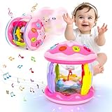 m zimoon Jouet Musical pour bébé de 6 Mois Plus, avec Musique, Jouet sensoriel pour garçons et Filles de 12 à 18 Mois, Cadeau d'apprentissage à Ramper, Rose