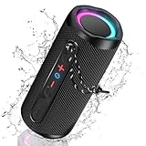 KingSom Enceinte Portable Bluetooth 5.3,Enceinte Bluetooth Lumineuse avec Bass Renforcées,Enceinte Sans Fil avec Appairage TWS 24H Autonomie,Haut-Parleur Bluetooth Étanche,Enceinte Bluetooth Puissante