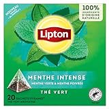 Lipton, Thé Vert, Infusion à Froid ou Chaud, Goût Menthe Verte & Menthe Poivrée, Fraîcheur, Ingrédients d'Origine 100% Naturelle, 20 Sachets Pyramid