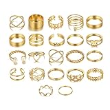 SJBAUTYO 22 pcs Bague Femme Acier Inoxydable Bague,Empilables Bague Phalange Ensemble,pour Les Femmes Knuckle Midi Rings