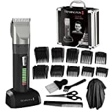 Remington Tondeuse Cheveux [Kit Professionnel] Genius (Moteur Pro résistant, Lames Céramique Auto-Affûtées, Secteur/Sans fil-Batterie Lithium, 10 Sabots, Mallette pro + accessoires) Tondeuse HC5811