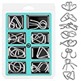 Holzsammlung 8 Pièces Casse Tete Metallique, Jeux Casse Tête Metal, Métallique Wire Set Mini IQ Puzzle, Esprit Test Jeu Educatif Logic Jouet Classique Cadeau pour Adulte et Enfant