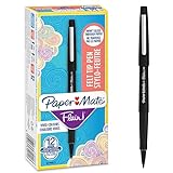 PAPER MATE Stylos feutres Flair - Marqueurs à pointe moyenne (0,7 mm) - Encre noire - Pour l’écriture, le dessin et les croquis - 12 unités