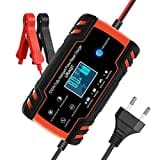 URAQT Mainteneur de Chargeur de Batterie Intelligent 8A 12V/24V avec LCD Tactile Écran Protections Multiples de Réparation pour Voiture, Camion/AGM/Gel/Wet/SLA