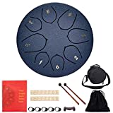 Tambour à langue d'acier Handpan 6 Pouces Steel Tongue Drums à 8 Tons avec Baguettes, Sac, Couvre Doigt Instrument de Percussion Pan Drum pour léducation Musicale Mind Healing Yoga Gris