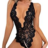 Lingerie Sexy Femme Erotique Body Dentelle sous Vêtements Décolleté en V Dos Nu Teddy Babydoll Ouverte Erotique Nuisette One-Piece Ensemble Lingerie Hot