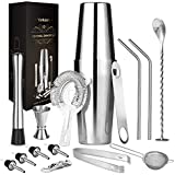 Shaker à Cocktail Set 750ml, 15 Pièces Kit Cocktail en Acier Inoxydable, Outil de Bar Ensemble de Cocktail Shaker kit pour Bar, Soirée, Mariage, Célébration.