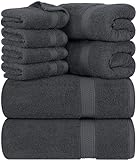 Utopia Towels Ensemble de Serviettes 8 pièces; 2 Serviettes de Bain, 2 essuie-Mains et 4 débarbouillettes - Coton - Qualité d'hôtel, Super Doux et très Absorbant (Gris)