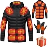 2024 Veste Chauffante USB, Doudoune Manteau Chauffant Électrique Hommes Femmes Lavable avec 4 Niveaux de Chauffage et 11/15/19/21 Zones Chauffage pour Ski Pêche Randonnée Plein Air Pas Cher Blouson