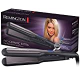 Remington Lisseur Cheveux [Plaques Larges 45mm] Pro-Ceramic Extra (Spécial cheveux épais, frisés, bouclés et longs | Céramique, Ecran LCD, 150-230°C, pochette) Fer à lisser S5525