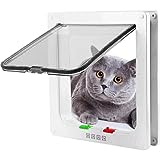 Chatière pour chien - 4 voies - Porte pour animal domestique - Installation facile - Pour chat, chaton, petit chien - 19,8 x 19 x 5,5 cm - Blanc