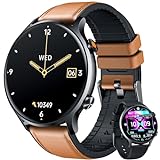 Montre Connectée Homme Smartwatch Sport - Repondre Appel 1.39'' Étanche Écran Tactile Bracelet Connectee avec Moniteur de Sommeil Fréquence Cardiaque Podomètre Fitness Tracker pour Android iOS(cuir)