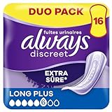 Always Discreet Serviettes Pour Fuites Urinaires Femmes Long Plus 16 Serviettes Protection Extra Sûre Et Discrétion Optimale