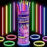 Ziitty 100 Bracelet Fluorescent Lumineux, Decoration Noël Accessoire, 7 Magnifiques Couleurs Bâton Lumineux, Accessoire Fluo, Loups et lunettes de fête Gadgets Néon pour Décoration Nouvel an de Fête