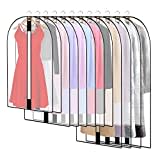 12PCS Housses de Vêtements avce Zip, Anti Poussière Etanche Mite Humidité, Anti-Poussière Housses de Protection Transparentes pour Chemise Costumes Manteaux Clothes Covers Sac de Vêtement