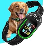 Collier Anti Aboiement Chien Rechargeable, Anti Aboiement Collier Dressage avec 4 Modes Son/Vibration/Choc Electrique, Réglable 5 Niveaux de Sensibilité, Étanche IP67 pour Petit Moyen Grand Chiens