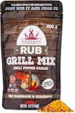 Poppamies Mélange pour Grillades BBQ Rub - Assaisonnement BBQ 100% Naturel - Mélange d'Épices Piment et Ail - Parfait pour les grillades ! Bœuf, Porc, Poisson, Légumes, Poulet - Grand Format (200g)