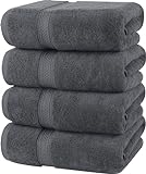 Utopia Towels - Lot de 4 Serviettes de Bain luxueuses - 100% Coton filé à l'anneau, séchage Rapide, très absorbantes, Douces au Toucher, parfaites pour Un Usage Quotidien - Gris