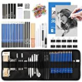 JOTOL Crayons de Dessin Professionnels, Crayon Dessin Professionnel Kit,Crayons Fusain, Outils et Gomme, Carnet à Dessin,Crayons Art Supplies Kit Dessin pour Artistes, Ėtudiants, Débutants