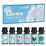 SALKING Faire le ménage Huiles Essentielles, 6x10ml Huile Essentielle Bio pour Diffuseurs, Humidificateurs, Massage, Citronnelle, coton frais, lin frais, savon aux fleurs de cerisier, air pur, aloès