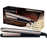 Remington Lisseur Cheveux [Soin Kératine & Huile d'amande] Protect (Soin des cheveux, Céramique, Ecran LCD, 10 réglages de Température 150-230°C, Voltage universel,pochette) Fer à lisser S8540