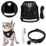 DKDDSSS Harnais Chat Anti évasion Ensemble, Harnais Chaton Réfléchissant avec Laisse, Réglable Harnais pour Chat et Laisses et Collier Ensemble pour Chaton, Chiens, Chihuahua (Noir, S)