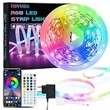 HOVVIDA Ruban LED 5M, 30 LED/Mètre, 24V RVB Bande LED, 150 LED, APP et Télécommande, Synchronisation de la Musique, Mode Minuterie, pour Chambre, Salle de Jeux, Fête, Festival