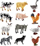 BLMHTWO Lot de 12 petits animaux de la ferme, jouets d'animaux de la ferme avec 12 motifs différents, mini figurines d'animaux de ferme réalistes en PVC pour l'apprentissage éducatif