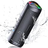 UOHHBOE Enceinte Bluetooth Portable BT5,3 Haut-Parleur sans Fil avec Appairage TWS 24 hrs Autonomie 30m Distance Lumière LED RGB Étanche IPX5 HD Stéréo Appel Mains Libres pour Fêtes Voyage Extérieur