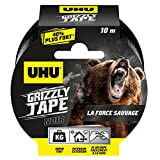 UHU Grizzly tape - Ruban adhésif toilé waterproof pour réparer, consolider, colmater, connecter, ultra fort et durable, noir, 10mx50mm