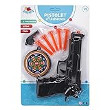 FLYPOP'S - Pistolet avec Fléchettes - Accessoires de Déguisement - 180179LIN - Noir - Plastique - Policier - Jouet Enfant - Carnaval - Costume - 21 cm x 31,5 cm - À Partir de 3 Ans