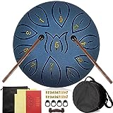 Purpledi Steel Tongue Drum à 6 Pouces 11 Tons C Key Percussion Steel Drum Kit, Pour Débutants, Livré Avec le Sac,Des Maillets et Des Médiators de Tambour à Main,Pour la Méditation,Yoga