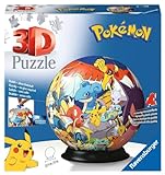 Ravensburger - Puzzle 3D Ball - Pokémon - A partir de 6 ans - 72 pièces numérotées à assembler sans colle - Support inclus - Diamètre : 13 cm - 11785