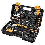 DEKO TZ62 Pièce Ensemble d'Outils Kit d'Outils à Main Ménage Général avec Boîte à Outils en Plastique Mallette de Rangement