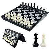 Fousenuk Echiquier Magnetique, Deluxe Pliable Jeux D'Échecs, Portable Chess Board Voyage, Echequier, Pieces Aimanté, Echecier pour Enfants et Adultes (Noir, Blanc) 25 X 25 cm