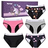 Rovtop Lot de 5 Culotte Menstruelle en Coton pour Fille Culotte Incontinence pour Enfants Adolescente Culotte Périodiques Lavable 10-12 Ans Taille M