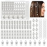 100 Pièces Bijoux Cheveux Tresse Argenté, Dreadlocks Perle Cheveux Métal Réglable Vikings Spiral Coils, Bague Cheveux Anneau Cheveux pour Hommes/Femmes Cheveux Décoration und Accessoires de Coiffure