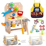 Caisse a Outil Enfant Jouet Enfant 2 Ans, 3 en 1 Boite a Outils Enfant Etabli Enfant Jeux Enfant 3 4 Ans, Jouet en Bois Jouet Montessori Jeu Educatif Cadeau Enfant 2 3 4 Ans(52 Pièces )