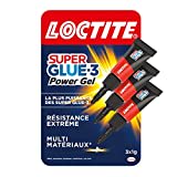 Loctite Super Glue-3 Power Gel Mini Dose, colle forte enrichie en caoutchouc, mini-dose de colle gel ultra-résistante, séchage immédiat, colle transparente, lot de 3 tubes 1 g