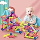 SVYHUOK Bloc Construction Magnetique Enfant 64 Pièces Jeux Construction Magnetique, 3D Jouets Magnétiques Créer l'imagination Infinie, Cadeau pour Les Garçons et Les Filles A la Maison et à L'école